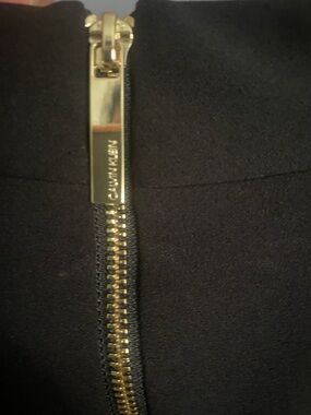 Calvin Klein Black Midi Dress with Gold Zipper